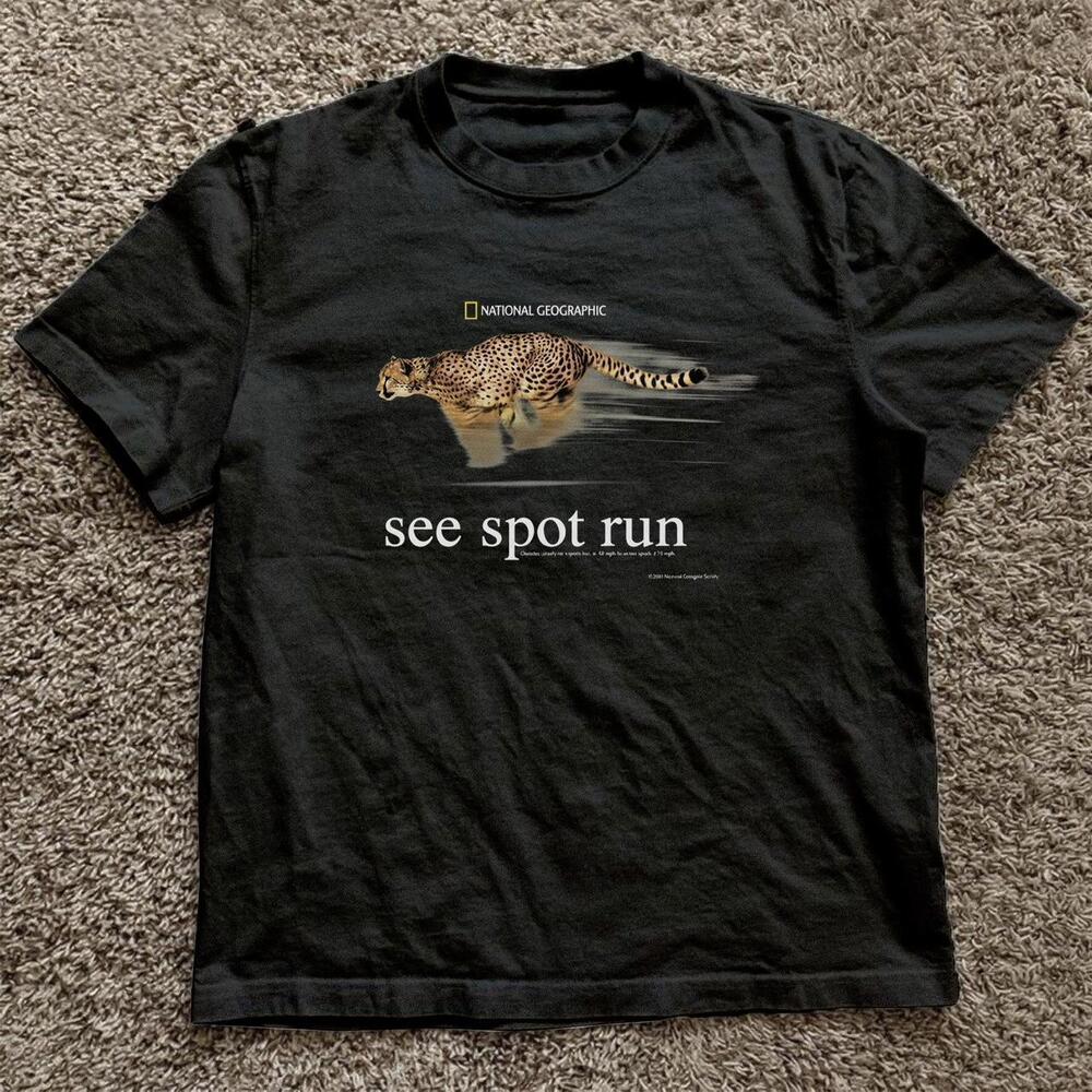 Black National Geographic Cheetah See Spot Run Tee
